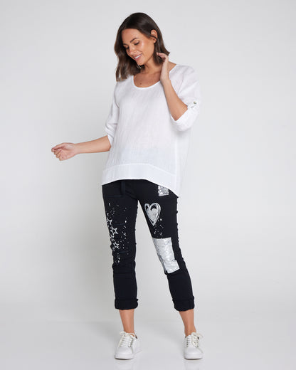 Alina Pants - Black/Silver Stellar Heart
