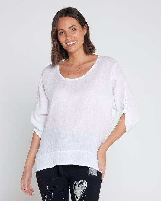 Ciana Linen Top - White
