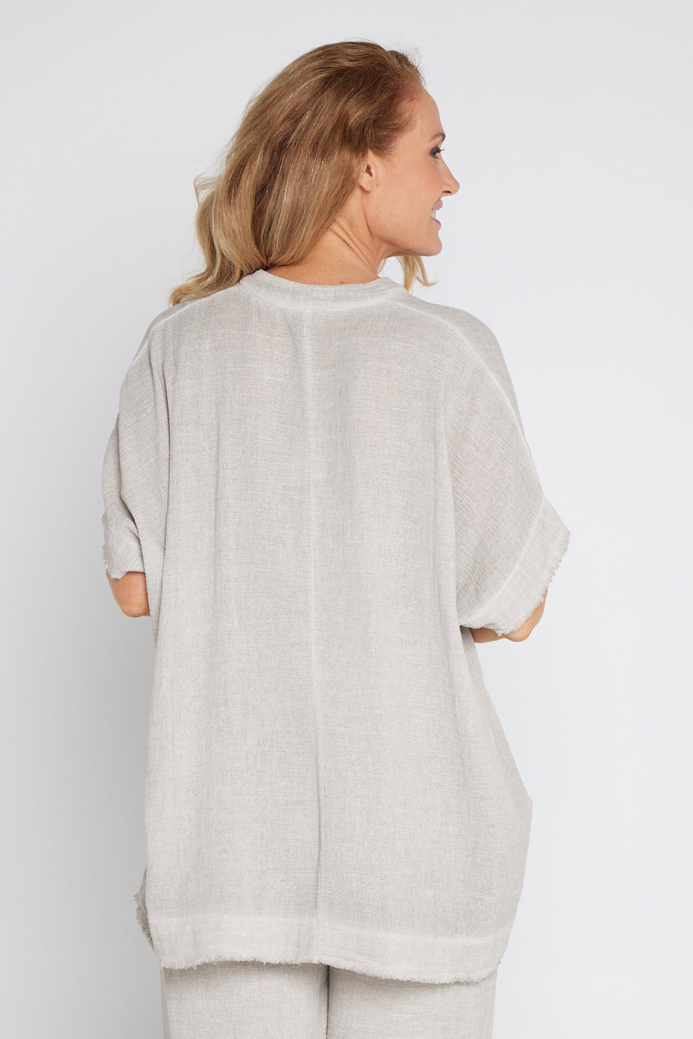Riya Linen & Cotton Top - Beige