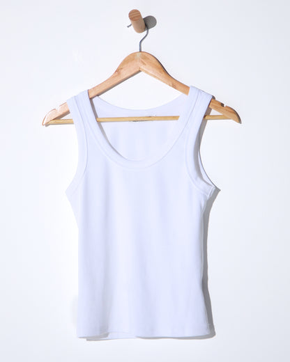 Ribbed Cotton Singlet - White