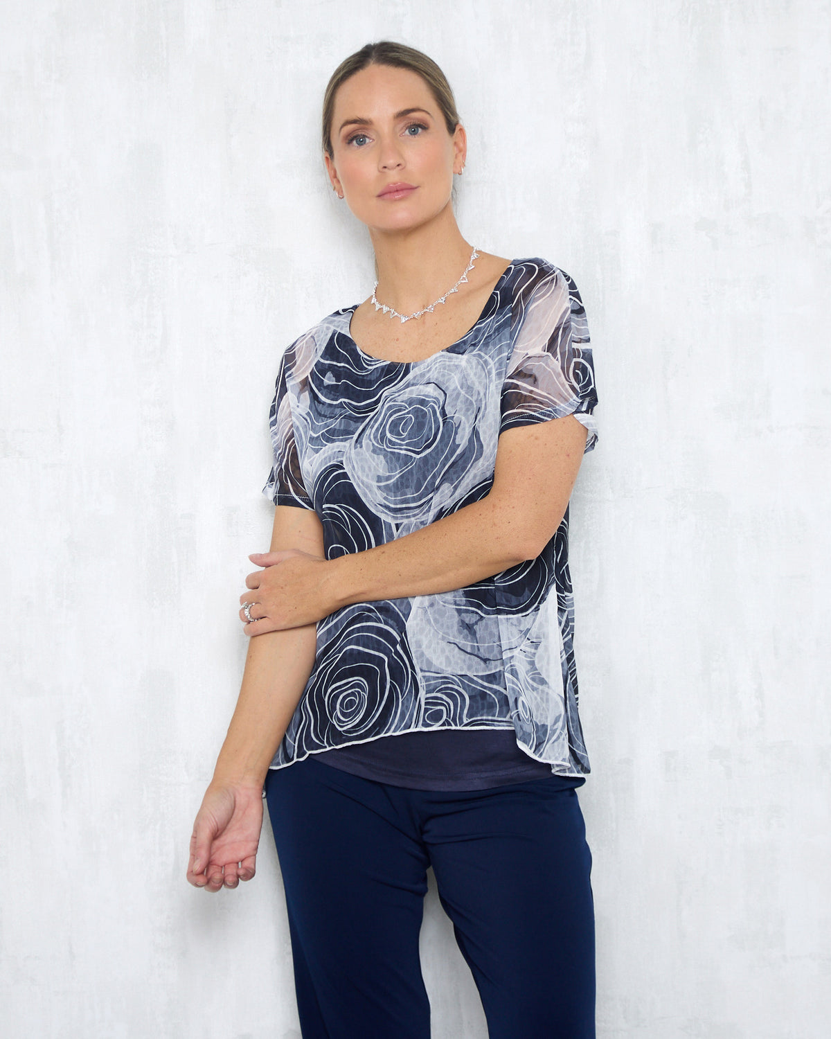 Jenna Layered Top - Misty Flowers