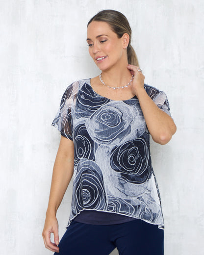 Jenna Layered Top - Misty Flowers