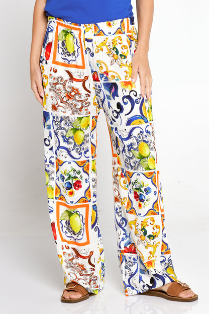 Malory Linen Blend Pants - Sicilian Summer