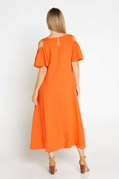 Darcy Linen Dress - Orange