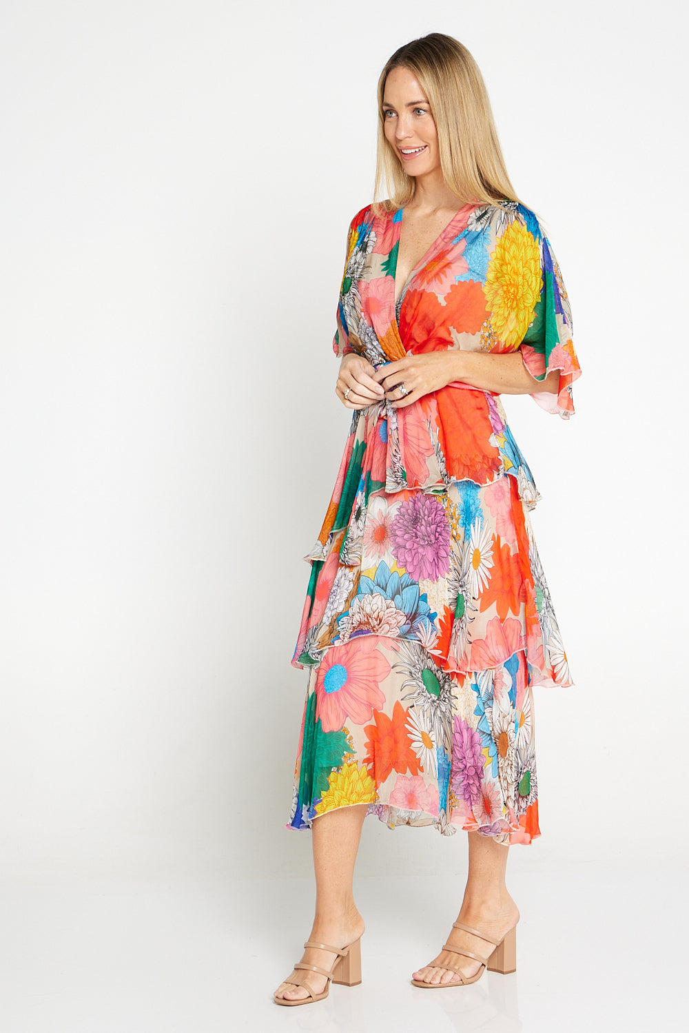 Loira Silk Dress - Rainbow Bouquet
