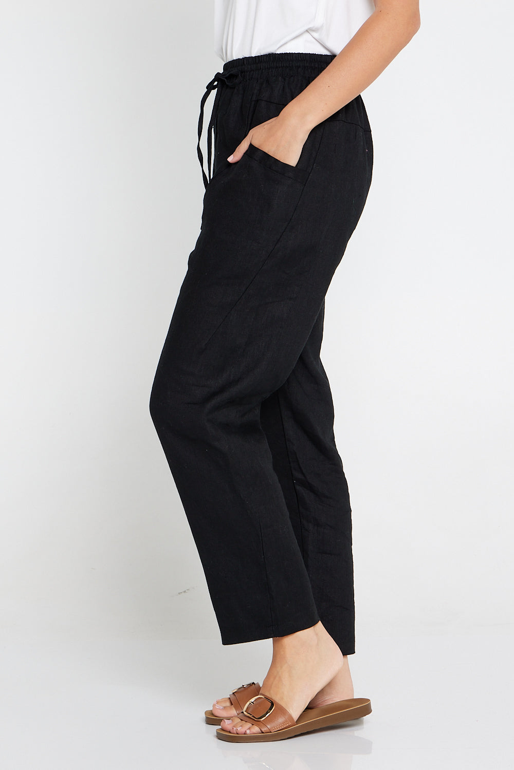 NEHERA Prusso Trouser 100% Linen Black Crop Pants Lagenlook Size 36 | eBay