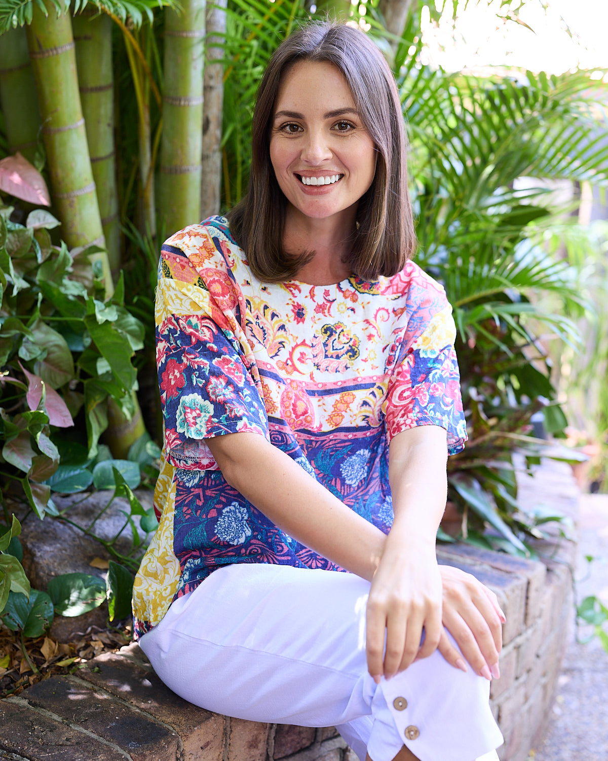 Laina Cotton Top - Dusk Patchwork