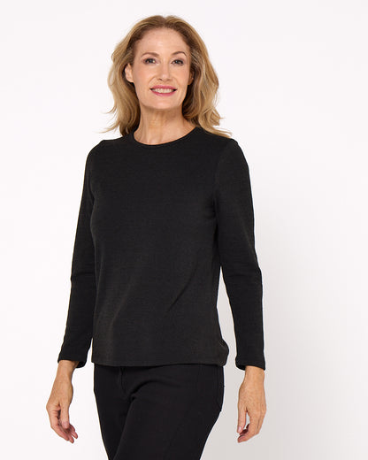 Lani Plain Knit Top & Snood - Black