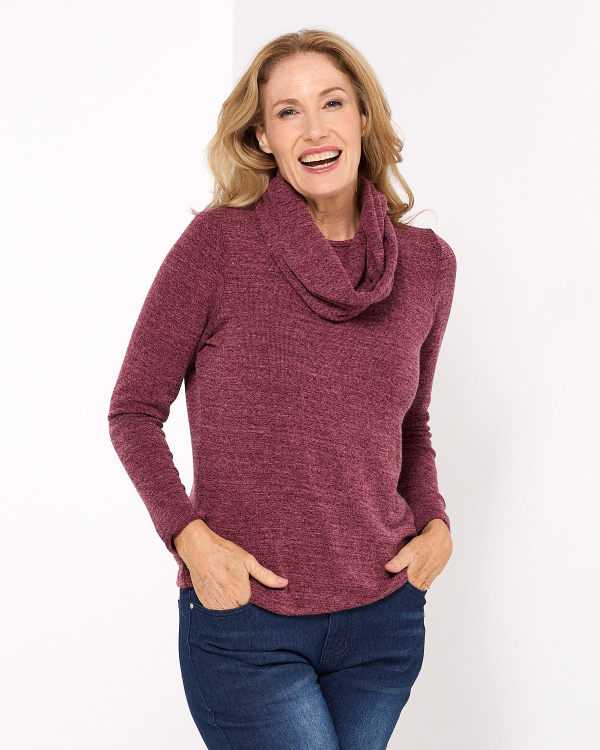 Lani Plain Knit Top & Snood - Wine