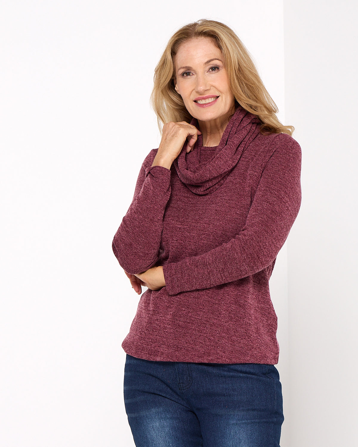 Lani Plain Knit Top & Snood - Wine