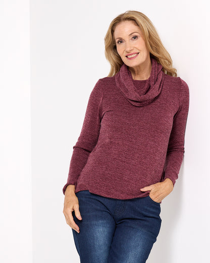 Lani Plain Knit Top & Snood - Wine