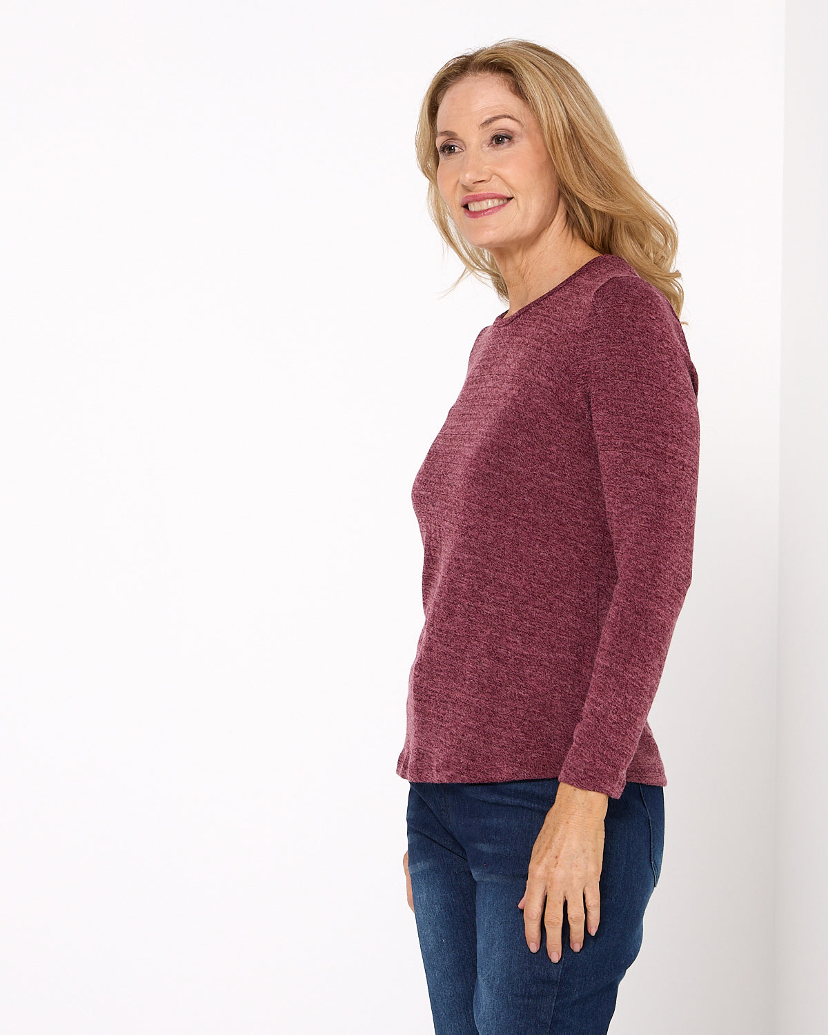 Lani Plain Knit Top & Snood - Wine