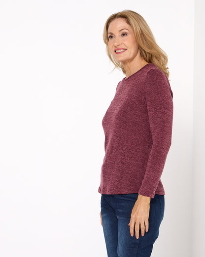 Lani Plain Knit Top & Snood - Wine
