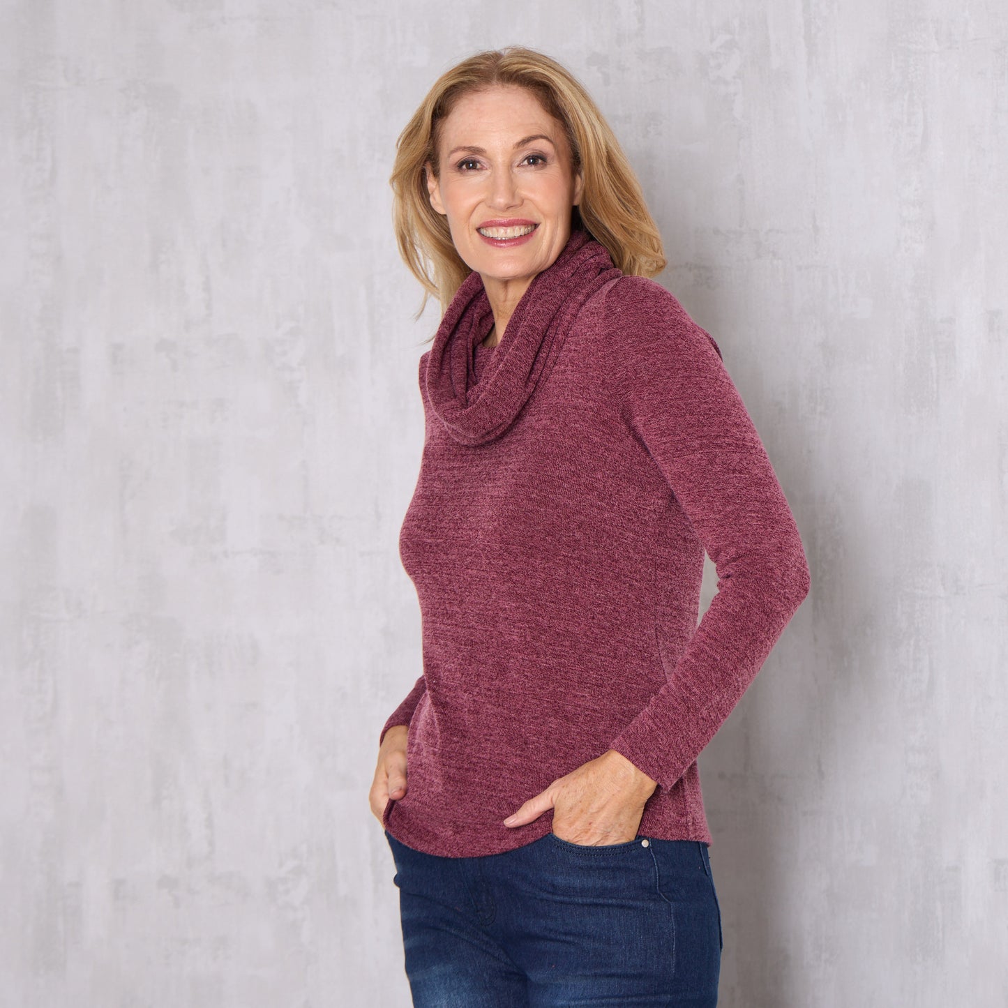 Lani Plain Knit Top & Snood - Wine