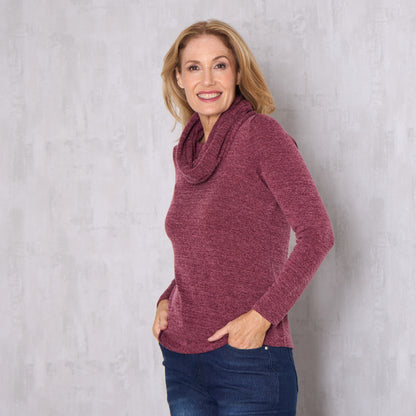Lani Plain Knit Top & Snood - Wine