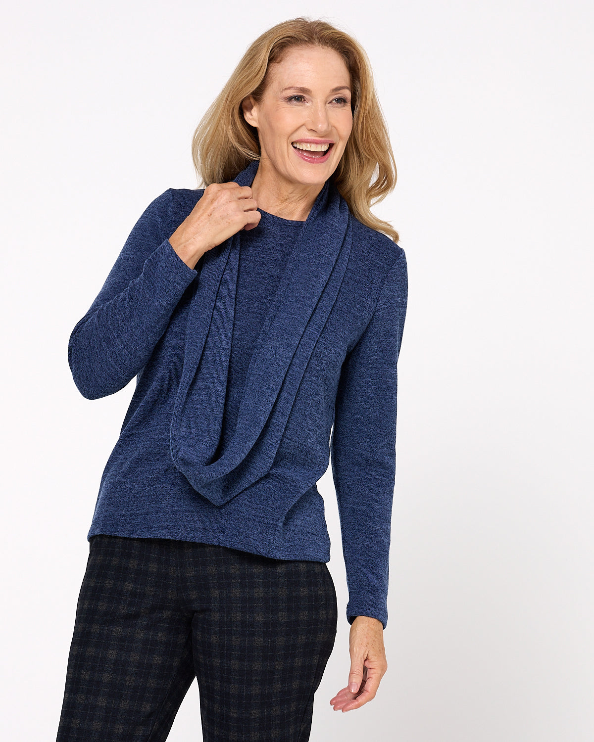 Lani Plain Knit Top & Snood - Navy