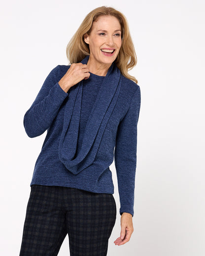 Lani Plain Knit Top & Snood - Navy