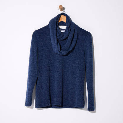 Lani Plain Knit Top & Snood - Navy