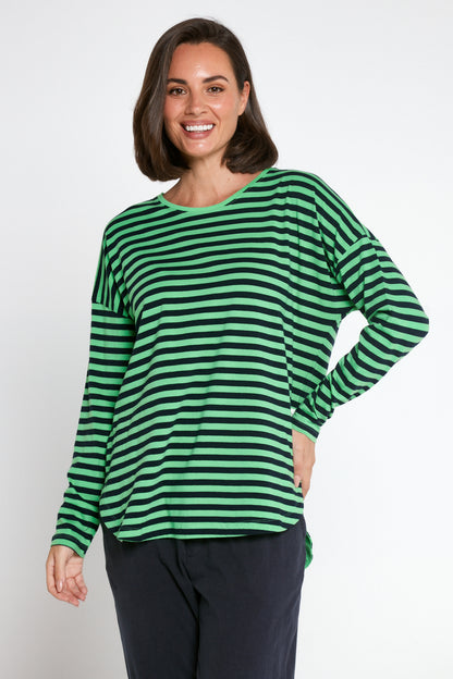 Lauren Long Sleeve Tee - Green Stripe