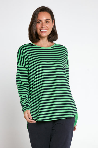 Lauren Long Sleeve Tee - Green Stripe