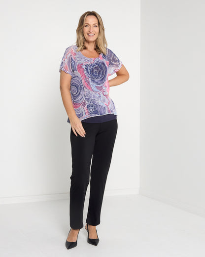 Jenna Layered Top - Mauve Swirl