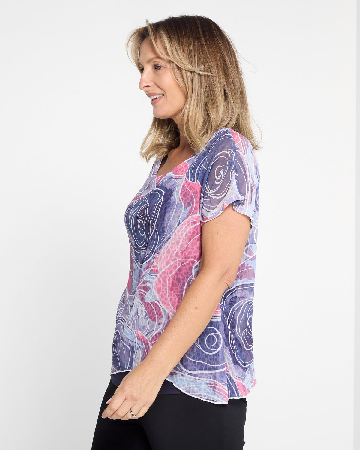 Jenna Layered Top - Mauve Swirl