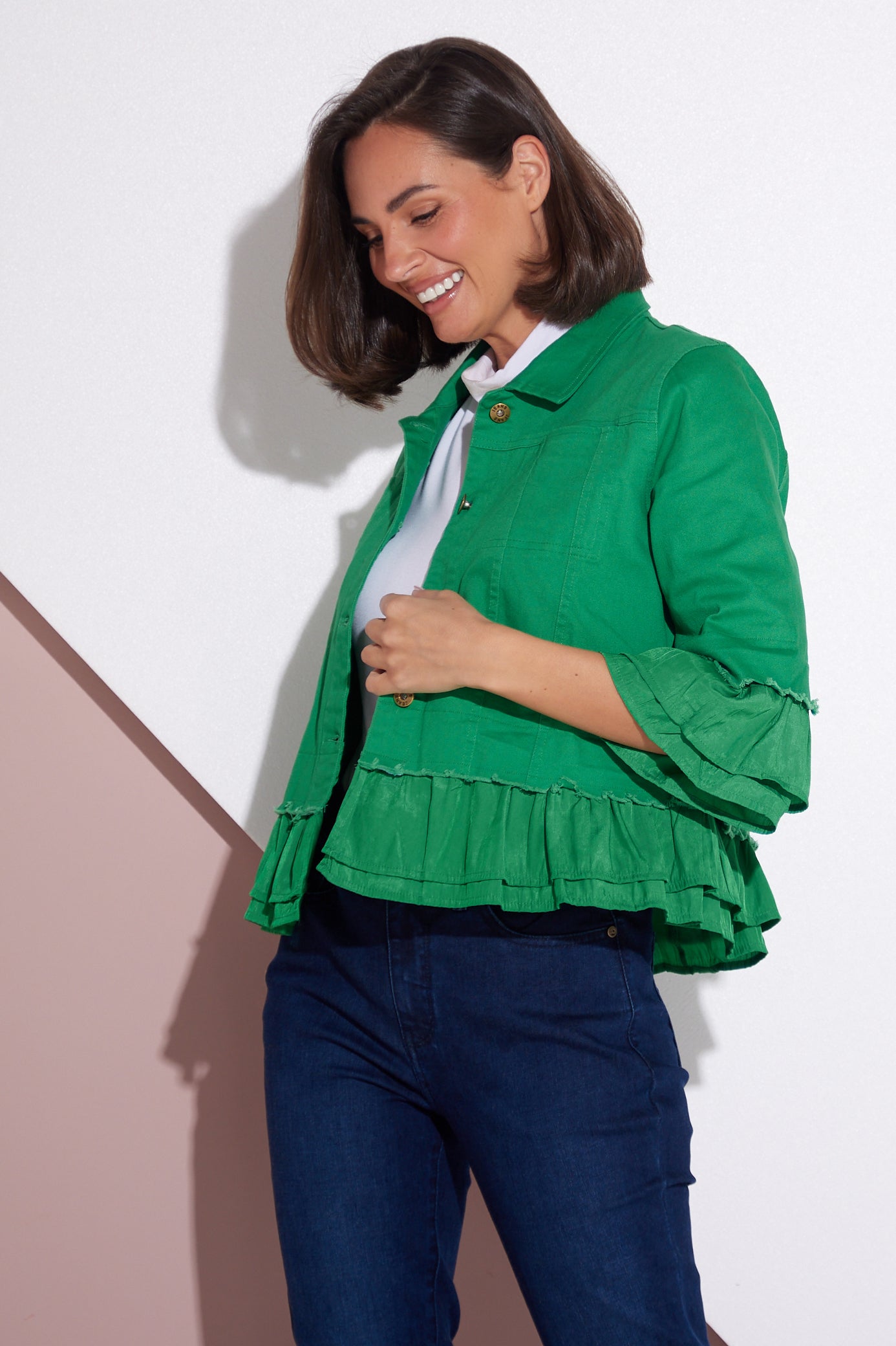 Dark green jeans jacket top