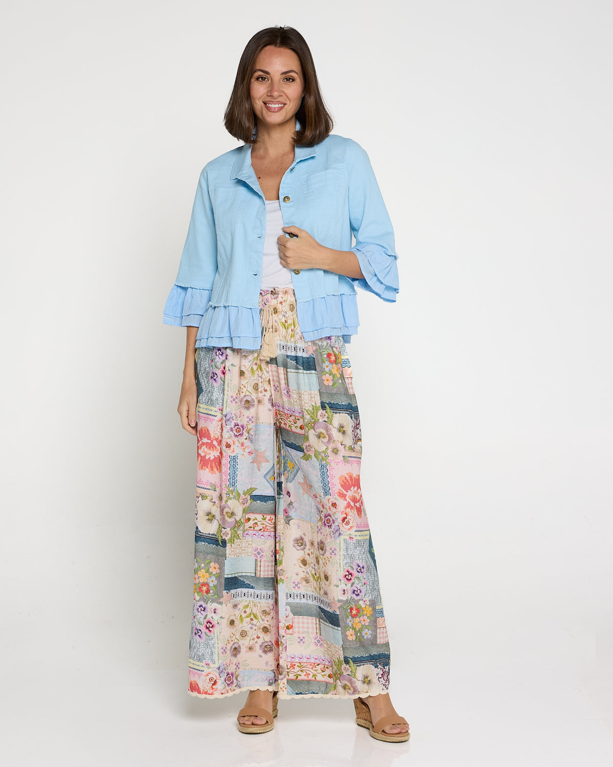 Clementine Wide Leg Pants - Springtime Countryside