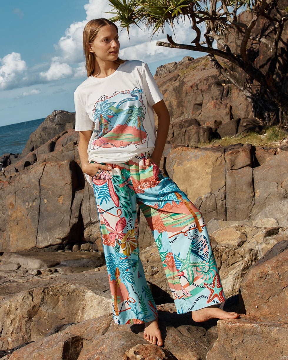 Rio Reef Pant - Tropical Beach Print