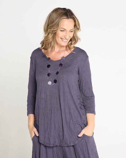 Lesley Top - Inky Charcoal