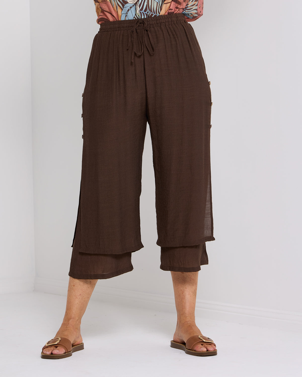Liana Cropped Pants - Dark Choc