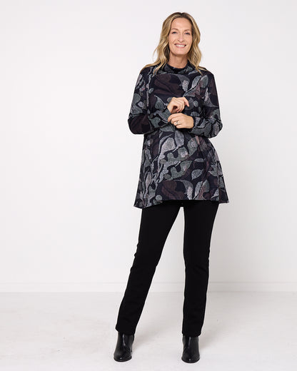 Lina Cowl Knit Tunic - Midnight Fern