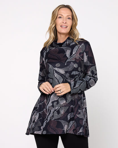 Lina Cowl Knit Tunic - Midnight Fern