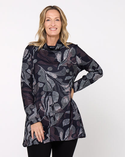 Lina Cowl Knit Tunic - Midnight Fern