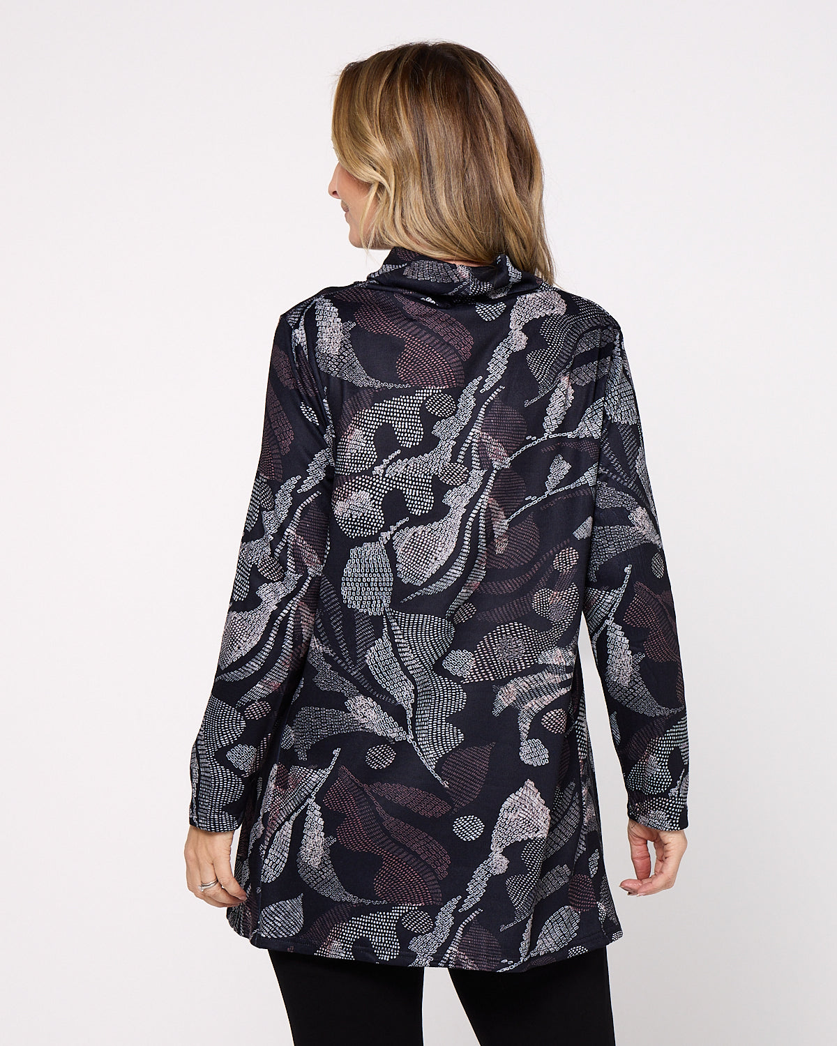 Lina Cowl Knit Tunic - Midnight Fern