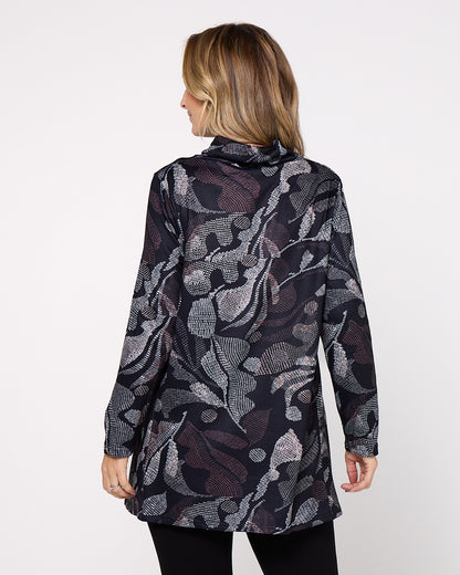Lina Cowl Knit Tunic - Midnight Fern