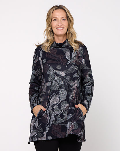 Lina Cowl Knit Tunic - Midnight Fern