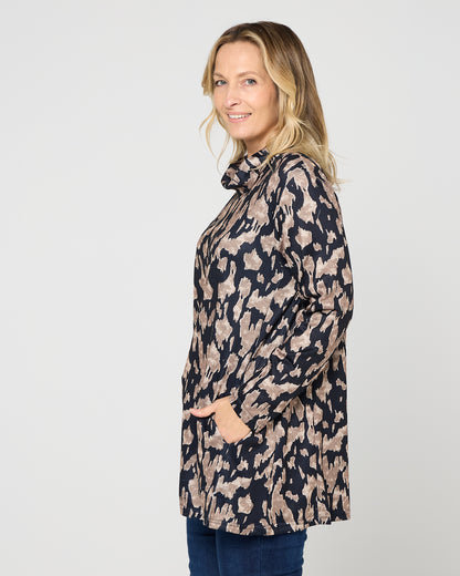 Lina Cowl Knit Tunic - Mocha Mirage