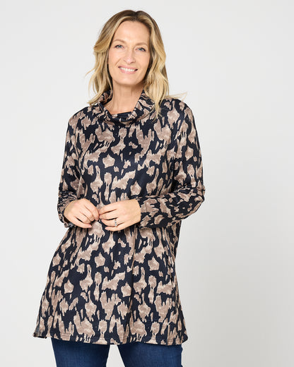Lina Cowl Knit Tunic - Mocha Mirage