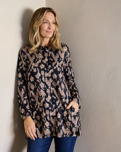 Lina Cowl Knit Tunic - Mocha Mirage