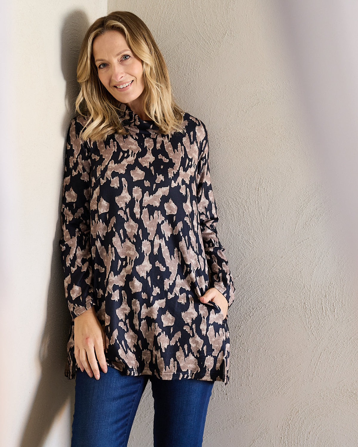 Lina Cowl Knit Tunic - Mocha Mirage
