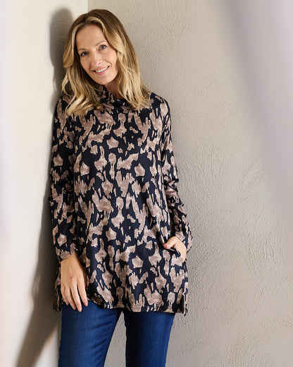 Lina Cowl Knit Tunic - Mocha Mirage