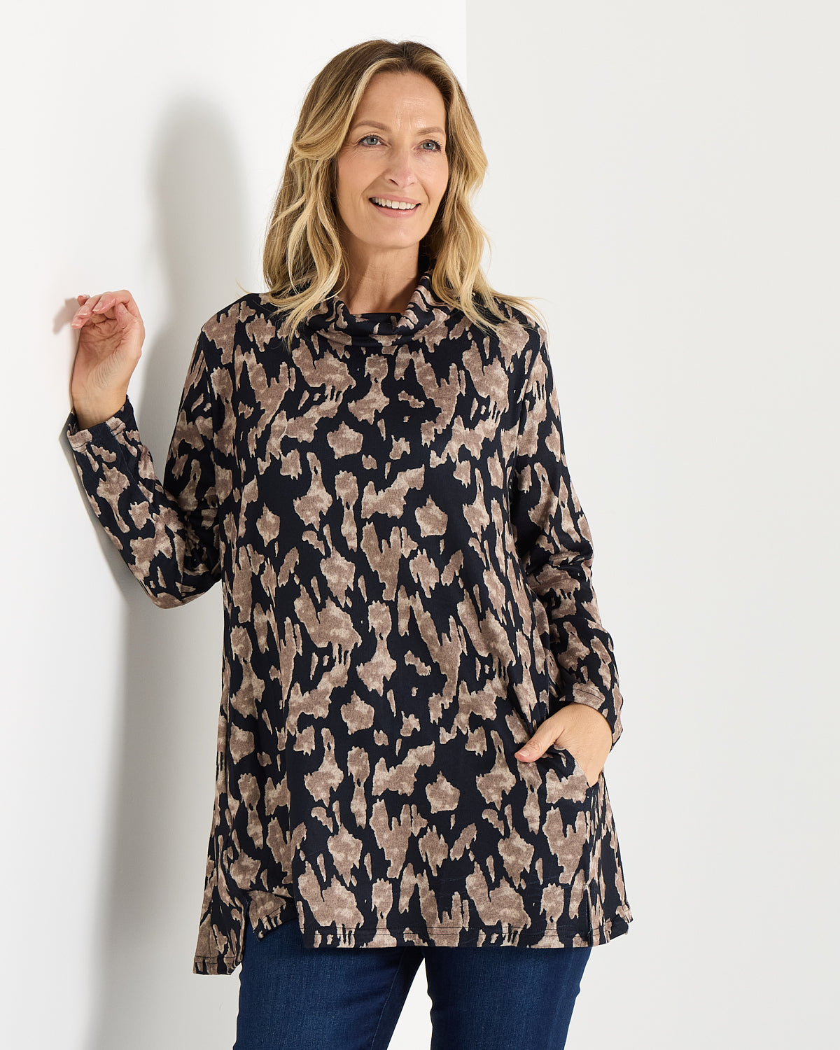 Lina Cowl Knit Tunic - Mocha Mirage