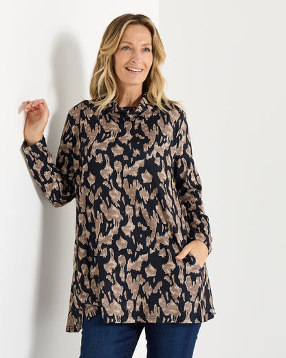 Lina Cowl Knit Tunic - Mocha Mirage