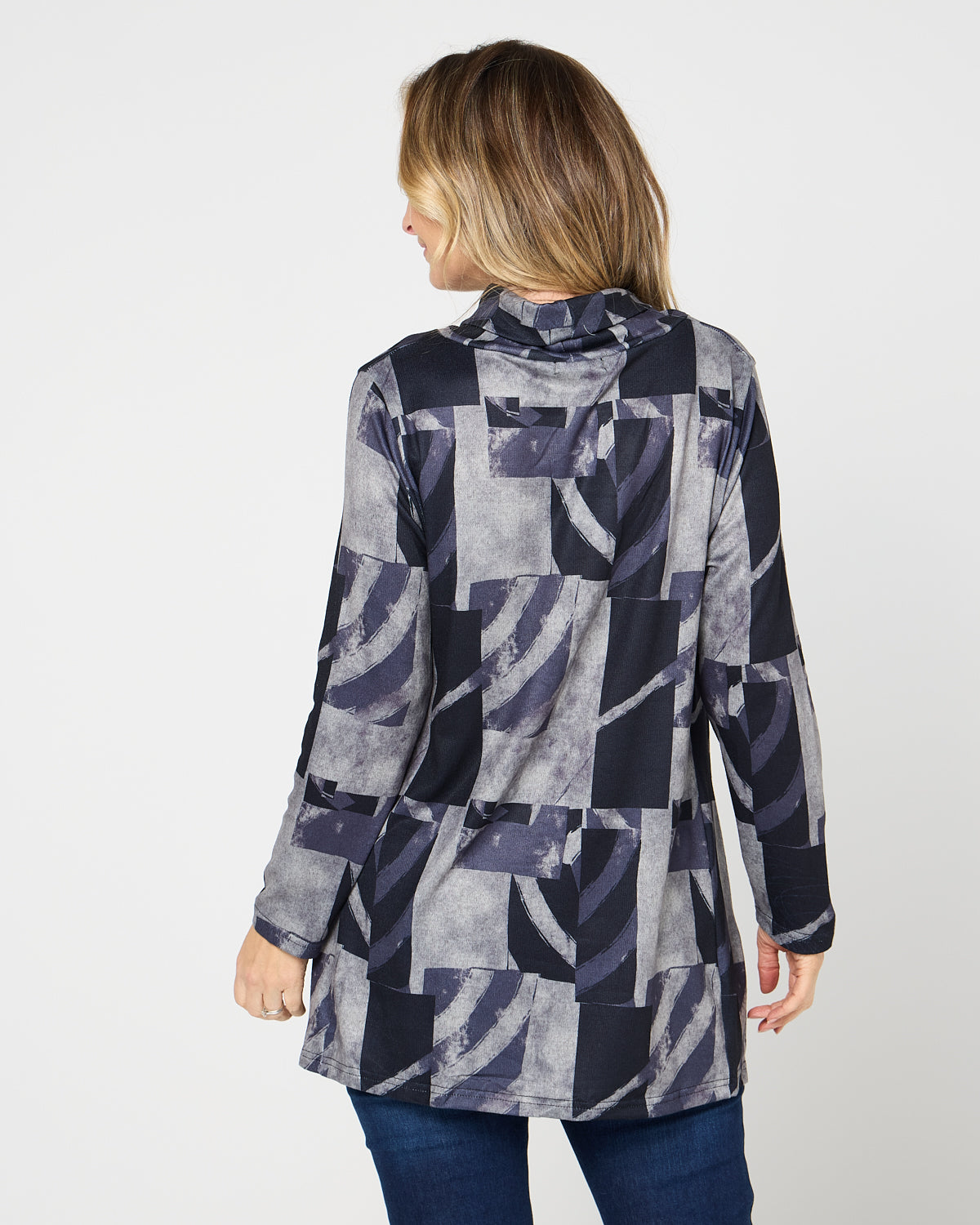 Lina Cowl Knit Tunic - Midnight Mosaic