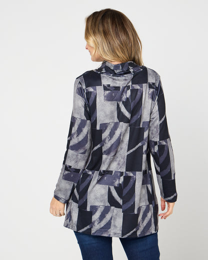 Lina Cowl Knit Tunic - Midnight Mosaic