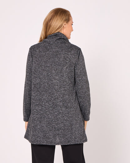 Lina Cowl Knit Tunic - Charcoal Marle
