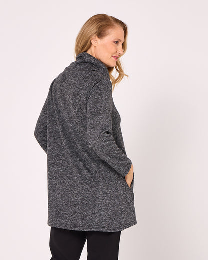Lina Cowl Knit Tunic - Charcoal Marle