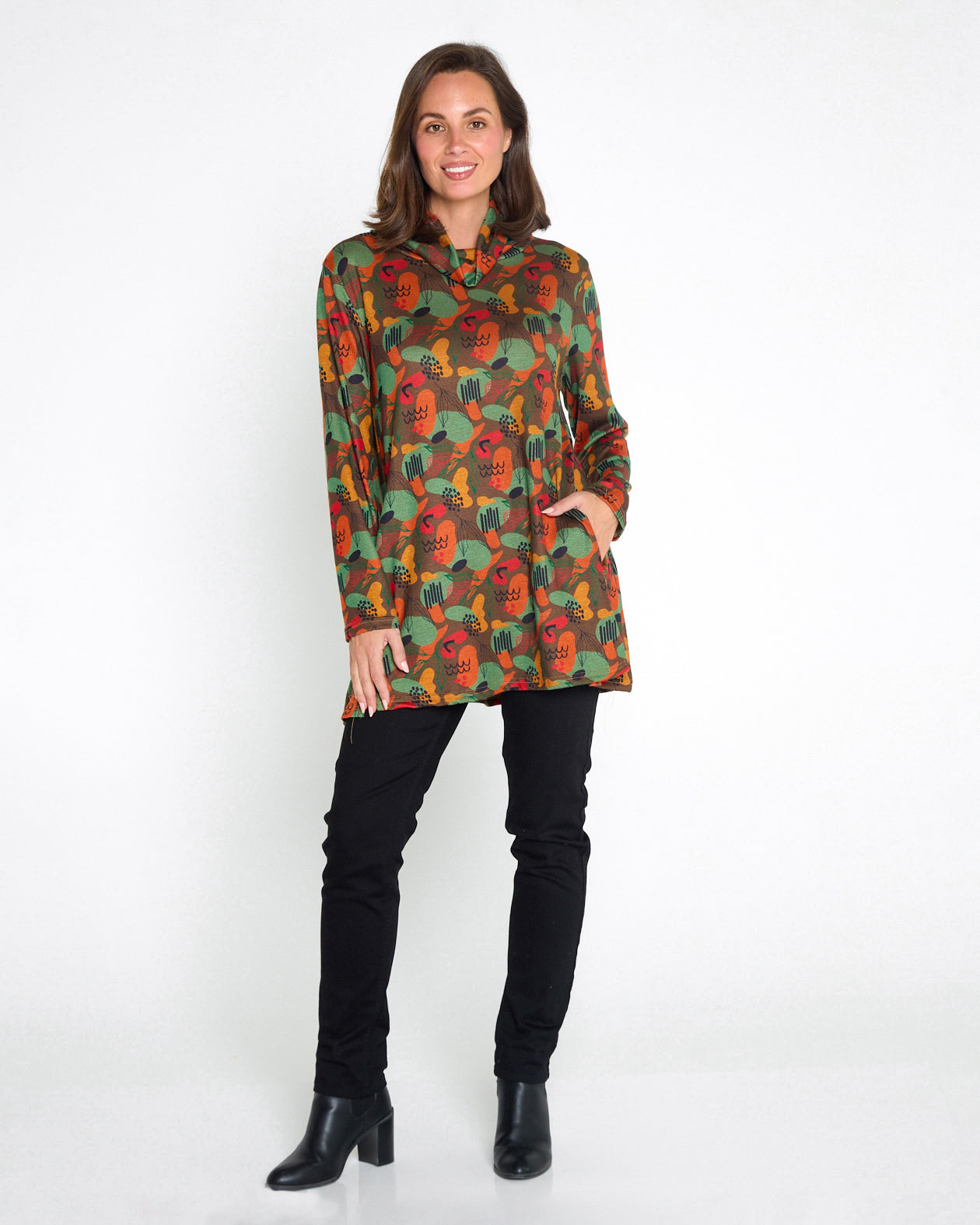 Lina Cowl Knit Tunic - Autumn Whimsy