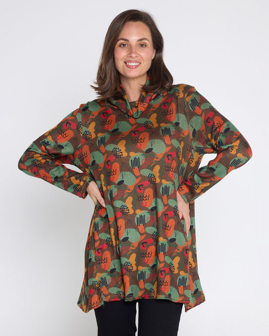 Lina Cowl Knit Tunic - Autumn Whimsy